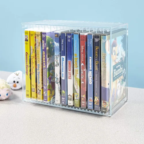 Miniatura 8 de STORi Stackable Clear Plastic DVD Organizer with Rubber Feet Rectangular Holder Perfect for Theater Room Holds up to 14 Standard DVD Cases