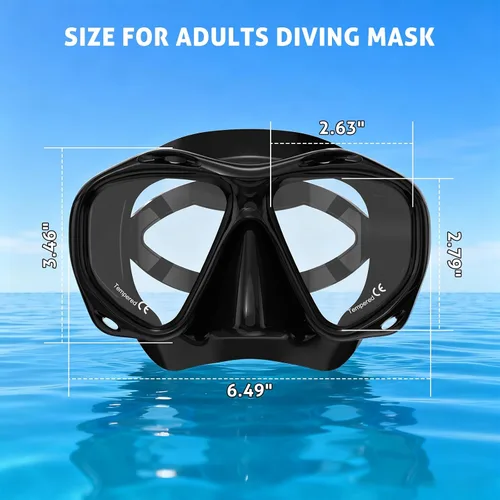 Miniatura 2 de Scuba Mask Adults, Diving mask, Snorkel Swimming Goggles with Nose Cover for Youth, Free Diving Mask, Panoramic HD Tempered Glass Snorkeling Gear