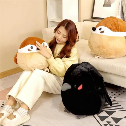 Miniatura 6 de Gorrión de peluche grande de 17.8 pulgadas, muñeco de peluche de pájaro gordo grande, almohada suave con forma de animal, regalo para niños y adultos