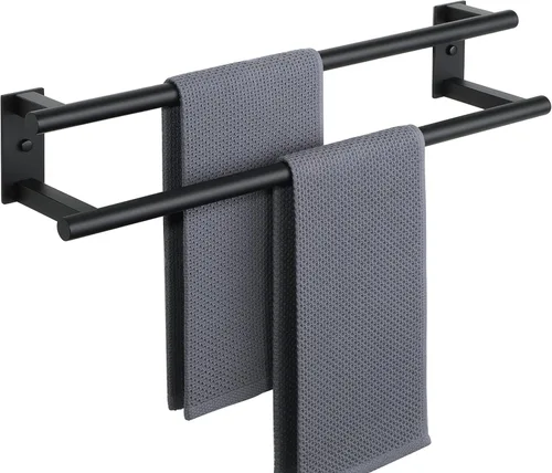 Alise Toallero doble para baño, soporte para toallas de pared de 24 pulgadas, toalleros para baño, colgador de toallas de acero inoxidable SUS304,