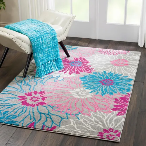Miniatura 16 de Nourison Passion - Alfombra azul, de 6 pies, 7 pulgadas x 9 pies, 6 pulgadas, floral, campestre, fácil de limpiar, no desprende pelo