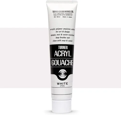 Turner Colour Works Acrílico Gouache Artist - Pintura acrílica - Tubo individual de 3.4 fl oz - Blanco
