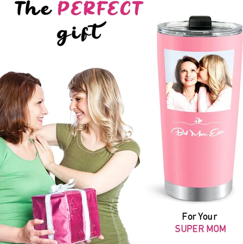 Miniatura 3 de Vaso de fotos personalizado con nombre, texto, logotipo, 20 onzas, impresión de doble cara, taza de café aislada de acero inoxidable, taza de viaje