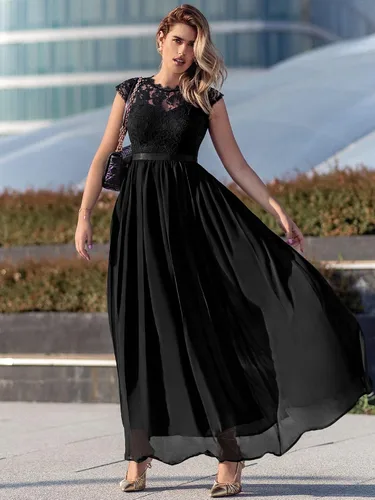 Miniatura 3 de Miusol - Maxi vestido floral con encaje para fiesta de noche y uso formal para mujer