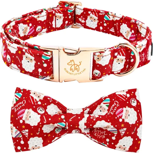 Miniatura 13 de Collar para perros Elegant little tail, collar navideño para perros con flor roja, collar festivo para mascotas, collar con lazo para perros, collar