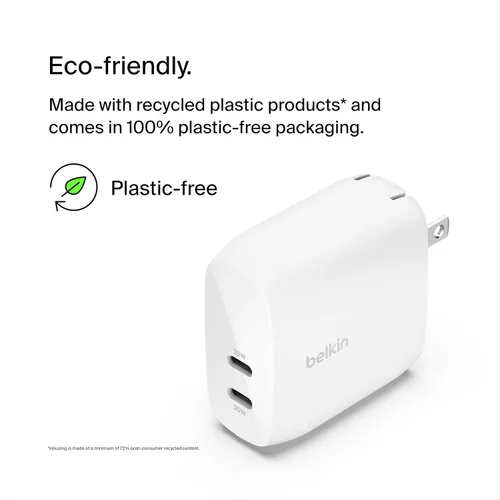 Miniatura 4 de Belkin Bloque de cargador dual USB C de 60 W con carga súper rápida PPS - Samsung Galaxy S25, Apple iPhone 17, Air, Pro, Pro Max, iPad, AirPods