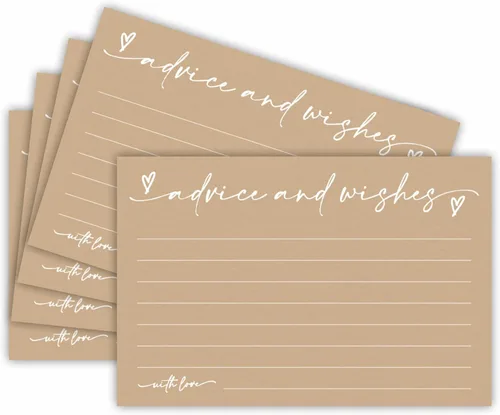 30 tarjetas de consejos y deseos – marrón minimalista – Tarjetas de consejos rellenables de doble cara para novia, boda, fiesta de graduación, señor