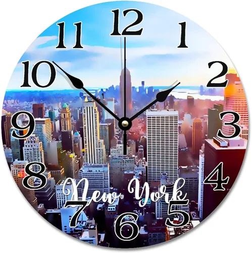 Miniatura 11 de Reloj de paisaje de Indianápolis, Indiana, Estados Unidos, reloj decorativo de viaje, funciona con pilas, 9 pulgadas, silencioso, retro, decoración