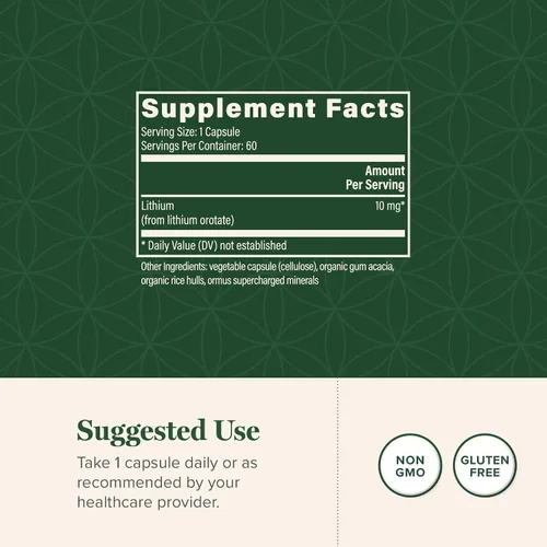 Miniatura 3 de Global Healing Center - Orotato de litio de 10 mg - Suplemento de litio para la salud cerebral sin OMG, sin gluten, vegano y amigable para apoyar