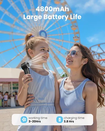 Miniatura 3 de Gaiatop Ventilador turbo portátil de mano, 1-100 velocidades altas ajustables, 3-20 horas de enfriamiento, 4800 mAh USB recargable portátil pequeños