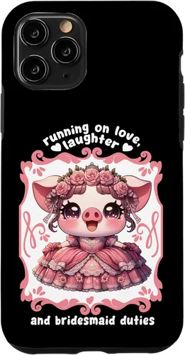 Miniatura 10 de iPhone 15 Lindo cerdo dama de honor roba corazones en el caso de despedida de soltera