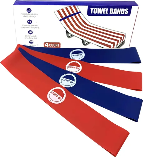 Miniatura 8 de Cruise On Bandas de toalla para sillas de crucero (paquete de 4), mejor alternativa a los clips de toalla para playa, piscina y barcos, esencial
