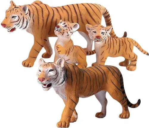 Miniatura 5 de Gemini&Genius Juego de figuras familiares de Tigres, juego de animales, modelos educativos de vida silvestre, adornos para pasteles y regalo