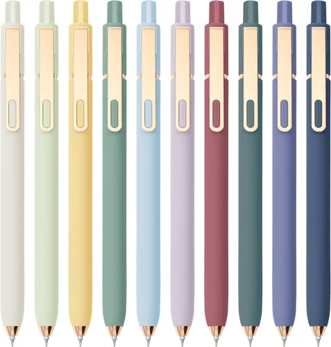 Miniatura 9 de Linbsunne Bolígrafos de gel de tinta negra para oficina 0.5mm de punta fina, escritura suave, retráctiles (clip dorado de metal - 10 piezas)
