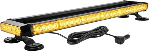 Miniatura 10 de WOWTOU Barra de luz estroboscópica de emergencia roja y azul con 56 luces LED intermitentes para vehículos de policía, luces magnéticas fuertes