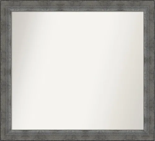 Miniatura 524 de Amanti Art Espejo de baño plateado para sobre el fregadero, 24 x 24 pulgadas, espejo cuadrado de peltre forjado a medida, marco de madera casual