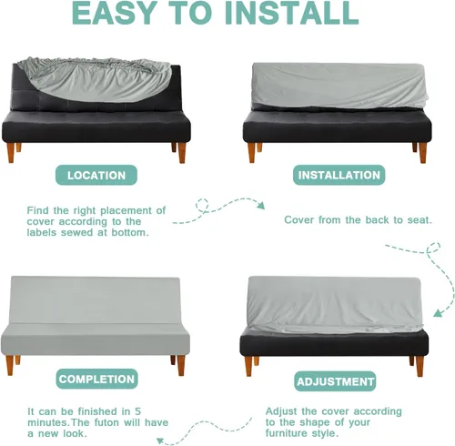 Miniatura 6 de Luv4babe Funda impermeable para sofá cama sin brazos, a prueba de fugas y resistente a los arañazos y a los arañazos, protector de sofá para niños