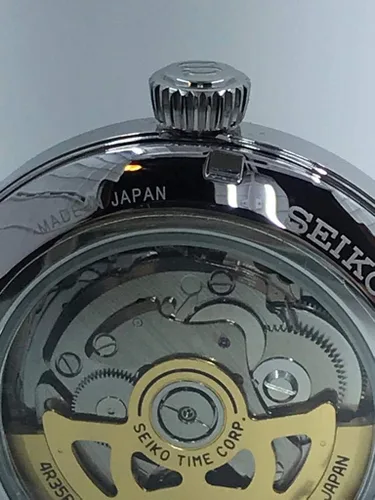 Miniatura 6 de SEIKO Mens PRESAGE 'Mockingbird' Cocktail Dial verde con reloj de cuero marrón SRPD37J1, Blanco, Moderno