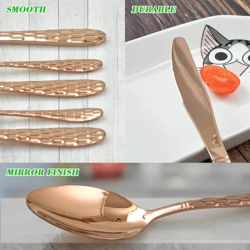 Miniatura 4 de Juego de cubiertos para 8 cubiertos de acero inoxidable de alta calidad, 40 piezas, incluye cuchillo mejorado, cuchara, tenedor, espejo pulido, apto