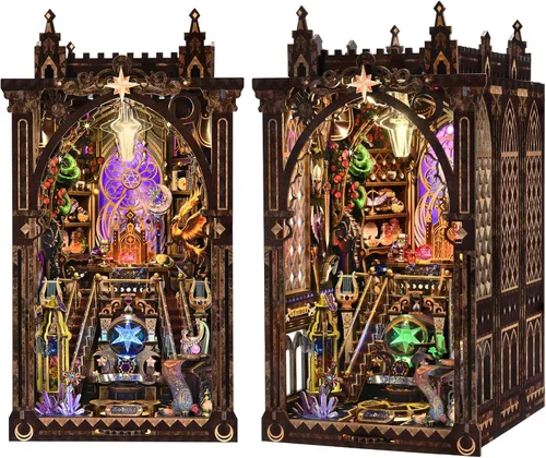 Miniatura 12 de Kit de Rincón de Libro Espeluznante DIY, Casa de Muñecas en Miniatura Rompecabezas 3D de Halloween, Rompecabezas de Madera 3D de Terror Aterrador