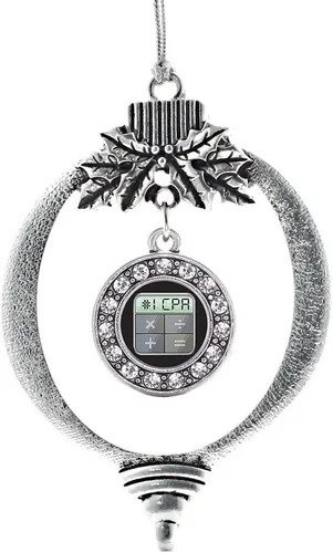 Miniatura 121 de Inspired Silver - Twin One - Adorno festivo de Navidad de plata - Adorno festivo de árbol de Navidad con dije de círculo y circonita cúbica