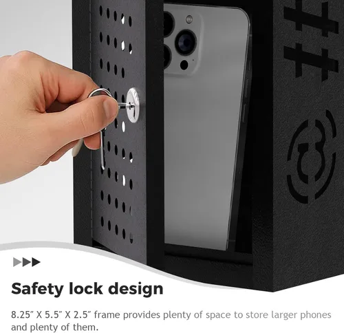 Miniatura 7 de OSKIE Caja de tiempo de inactividad con cerradura para teléfono con llave, armario de almacenamiento de teléfono inteligente de metal, soporte