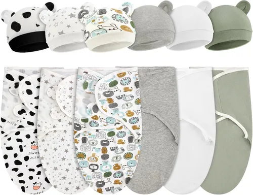 Miniatura 8 de VitalCozy - Paquete de 6 mantas para bebés y niñas prematuros a juego con sombrero, para bebés niños o niñas, de 3 a 7 libras, ropa para recién