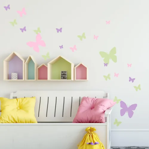 Miniatura 3 de Calcomanías de pared de mariposas para adolescentes y niñas, calcomanías de pared para dormitorio, decoración de habitación de niños, decoración