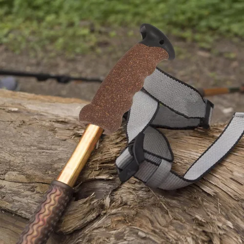 Miniatura 4 de Mango de bastón, mango de caña de senderismo, mango de corcho, agarre de poste de trekking, puntas de bastón, protectores de repuesto, adaptador