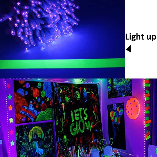Miniatura 2 de Solhice Cadena de luces de 80 pies en negro para fiesta luminosa, 300 luces LED en negro, luces de hadas de Navidad con control remoto, enchufables