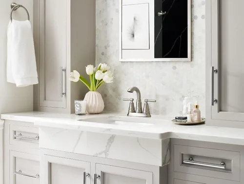 Miniatura 2 de Moen Halle Spot Resist 84971SRN 84971SRN - Grifo de lavabo de baño con dos manijas de níquel cepillado (paquete de 2)
