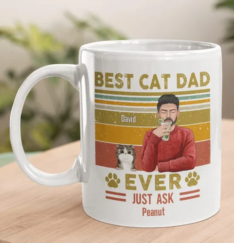Taza de café personalizada para los amantes de los gatos, taza personalizada con el mejor gato que papá nunca acaba de preguntar, ideas de regalos