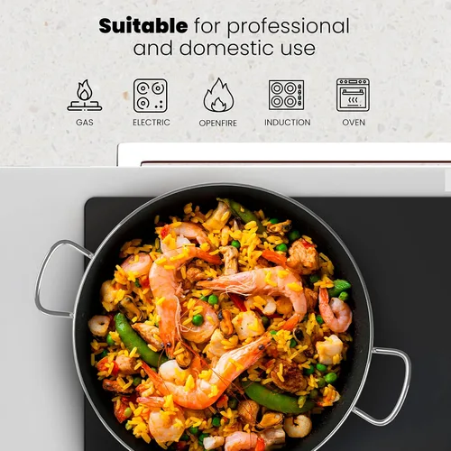 Miniatura 4 de Machika Sartén de acero inoxidable con superficie antiadherente Sartén grande perfecta para preparar comida mediterránea Fondo de sándwich 7