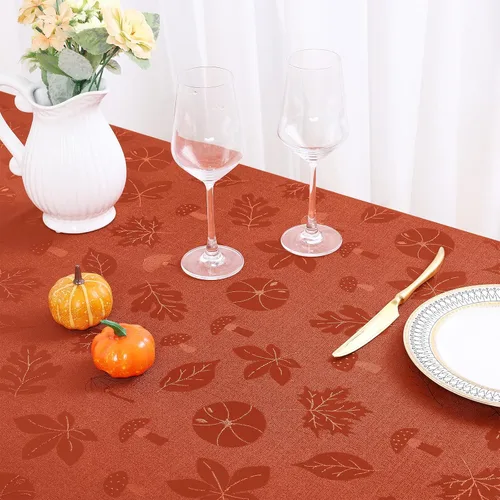 Miniatura 6 de misaya Mantel rectangular de Acción de Gracias, mantel de otoño jacquard impermeable, mantel de tela de damasco para decoración de cosecha