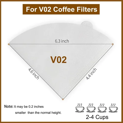 Miniatura 2 de Clinuse Filtros de café en cono #2, 200 unidades de filtro de café blanco tamaño 02, filtros de papel natural desechables de 2 a 4 tazas, 02 filtros