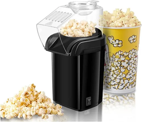 Máquina portátil de palomitas de maíz, máquina de palomitas de maíz, máquina de palomitas de maíz, rápida y fácil de usar, para familias con y Negro