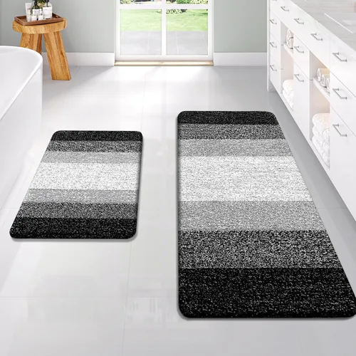 Miniatura 97 de OLANLY Juego de 2 alfombras de baño de microfibra suave y absorbente, antideslizantes, se pueden lavar y secar a máquina, alfombras de baño peludas