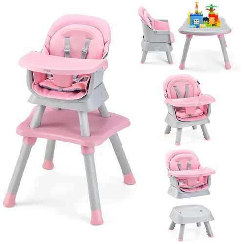 Miniatura 12 de INFANS Silla Alta 8 en 1 para Bebé, Silla Alta Convertible para Bebés y Niños Pequeños, Asiento Elevador de Comedor para Bebés, Mesa de Bloques