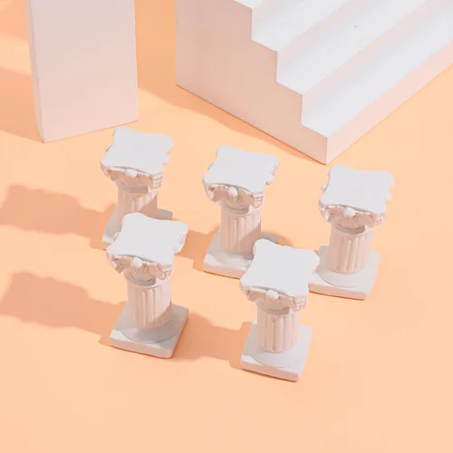 Miniatura 2 de Holibanna Estatuas de pilar romanas 5 piezas de resina mini pedestal griega para decoración del hogar, jardín, boda, fotografía, accesorios de 2.55