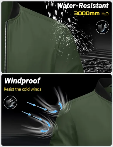 Miniatura 4 de Cotrasen Chaqueta bomber para hombre, para otoño e invierno, cálida, rompevientos, con cremallera completa, acolchada, casual