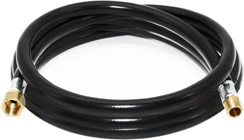 Flame King Conjunto de manguera termoplástica de propano de 120 pulgadas, diámetro interior de 3/8 pulgadas, MPT de 3/8 pulgadas x brida hembra de