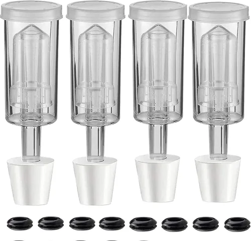 Airlock de 3 piezas, paquete de 4 con 4 tapones #6 y 8 ojales, kit de fermentación Airlock cerveza, vino y kombucha, Carboy Airlock FDA