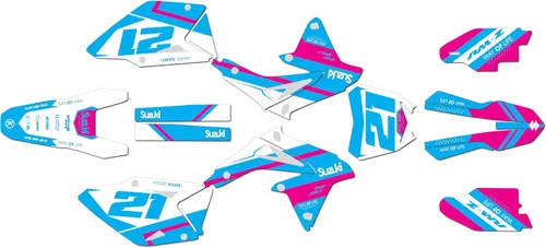 Miniatura 5 de Kit de gráficos para Suzuki RMZ 450 (2008-2017) Serie Enigma Azul 09 mil - Dirt Bike - Kit de calcomanías gráficas de carreras personalizadas, sin