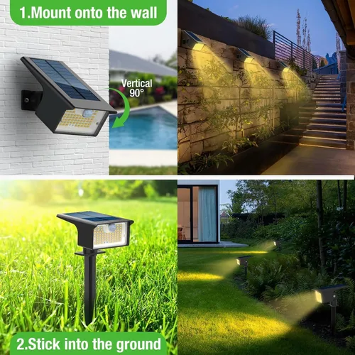 Miniatura 4 de [Paquete de 3 y 62 LED] Reflectores Solares para Exteriores con Sensor de Movimiento, 3 Modos de Sensor de Movimiento, Luces para Exteriores, 2