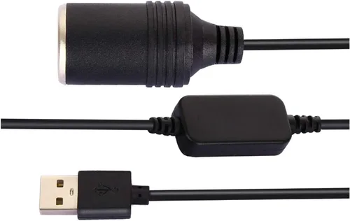 Miniatura 2 de LIXIN Encendedor de cigarrillos de coche de 12 V, convertidor de cable USB a enchufe hembra-negro ((1.2m/3.9ft))