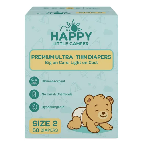 Miniatura 22 de Happy Little Camper Pañales desechables naturales para bebés, ultraabsorbentes, talla 1 - hipoalergénicos, sin perfume y sin cloro (200 unidades)