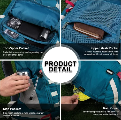 Miniatura 7 de MOUNTAINTOP - Mochila de senderismo de 35L, mochila de viaje ligera, mochila de día para hombres y mujeres de camping al aire libre