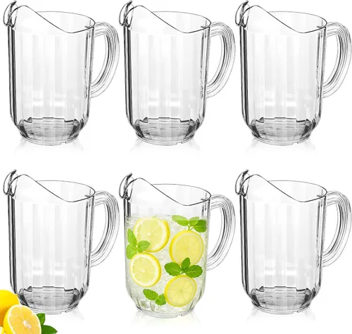 Miniatura 16 de Tessco for you - 1 jarra de plástico transparente de 60 onzas para restaurante, jarra de agua grande, jarra para servir leche, té, jugo de bebida