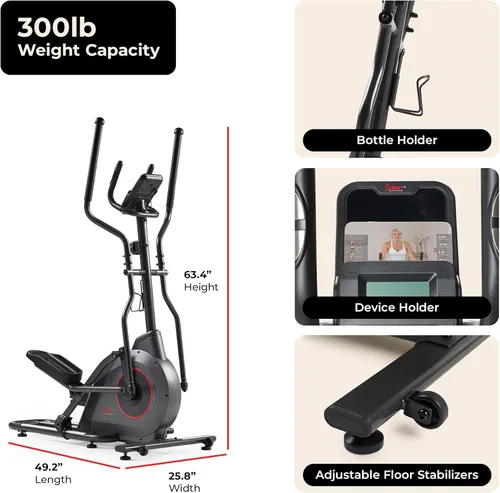 Miniatura 7 de Sunny Health & Fitness Smart Upright Elliptical w/Pulse Sensor Built-in, Indoor Full-Body Cross-Training & Cardio Exercise Machine for Home, Free