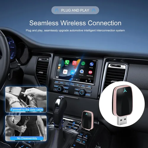Miniatura 5 de CAMECHO Adaptador inalámbrico 2 en 1 para automóvil CarPlay Android Auto, adaptador inalámbrico Apple Car Play Android Auto, adaptador CarPlay
